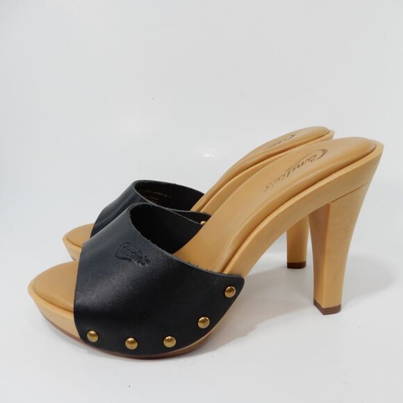 Candie's Antonella OMG Slide Platform Heels Clog SANDAL Size 7 Black Leather NEW - Picture 4 of 12